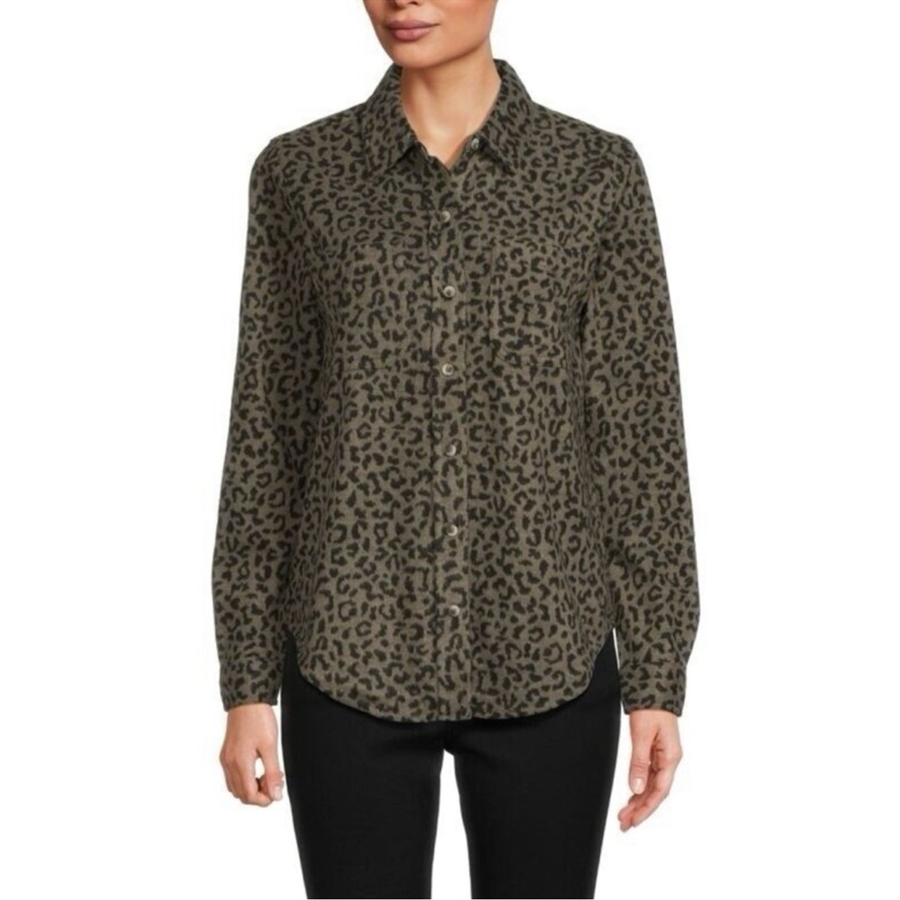 Chelsea & Theodore | leopard animal print button down Blouse Sz XL